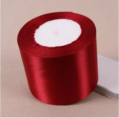 75 mm 25 ярдов, 22 метра, красное вино, шелковые атласные ленты для рукоделия, украшения для свадебной вечеринки, Новогодняя одежда, ткань для шитья, подарок, сделай сам - Цвет: 75 mm