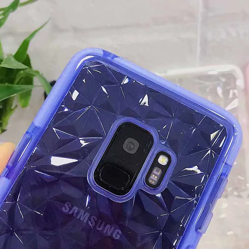 Прозрачный ТПУ кремния для samsung S8 S9 плюс геометрические алмаз Анти сбить чехол |