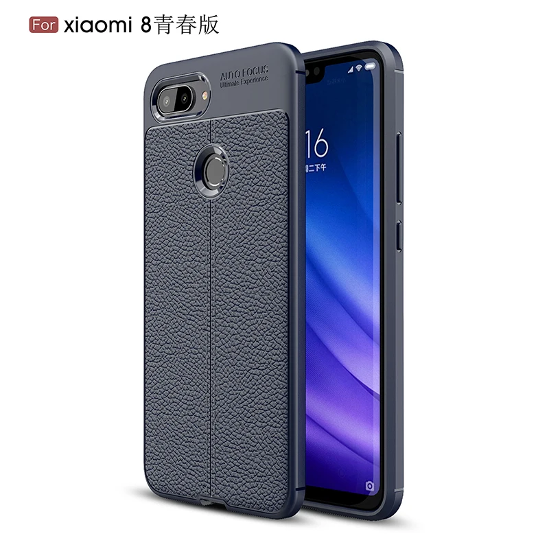 

Silicone case for xiomi xiaomi mi 8 lite cases shockproof Litchi copy leather tpu cover funda carcasa hoesje coque etui kryt