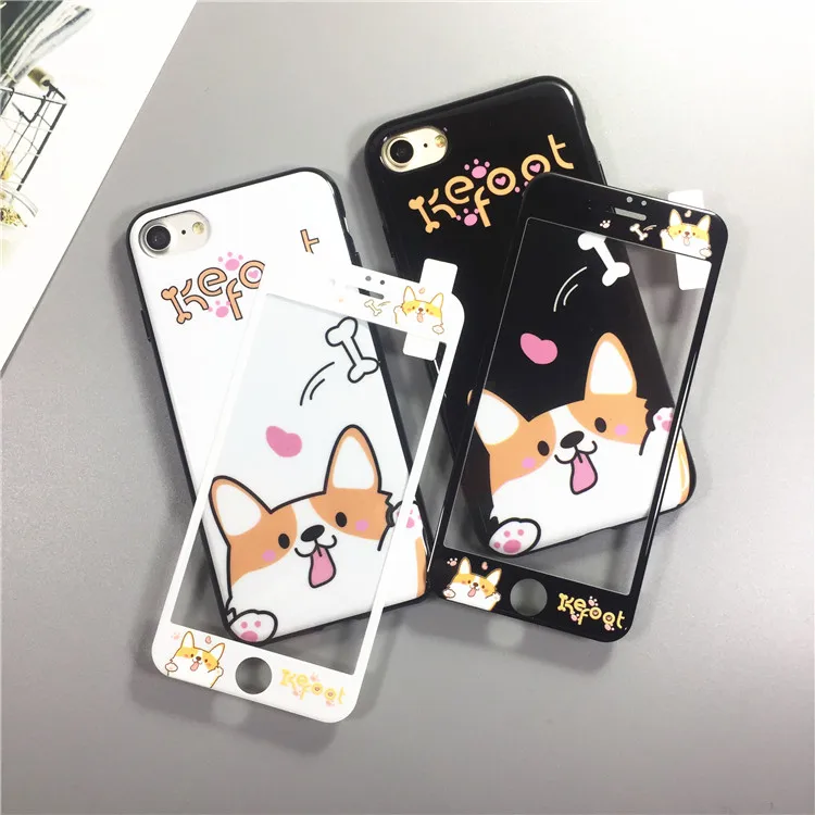 Для iphone 8 8Plus 3D Welsh Corgi dog чехол для телефона s + пленка экрана из закаленного стекла 6