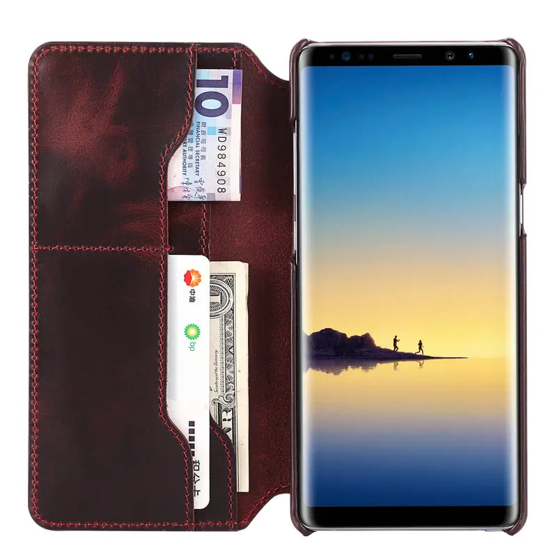 Чехол-бумажник из натуральной коровьей кожи для samsung Galaxy Note 9 Note9, Ретро Чехол-книжка из натуральной кожи для samsung Galaxy Note 8 Note8