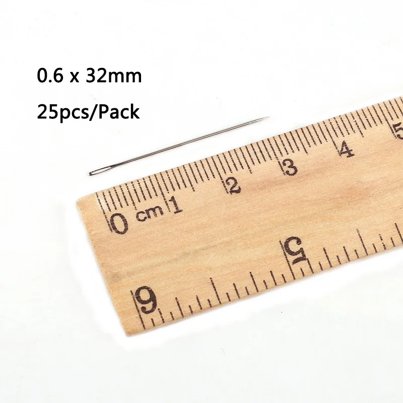 0.6x32mm 25pcs Ассорти Иглы для слепых набор большой глаз легко булавки, чтобы пройти из стороны Ручное шитье инструмент для вышивания DIY рукоделие починки ремесла - Цвет: 0.6x32mm 25pcs