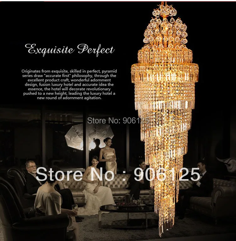 値段 Phube 照明帝国ゴールドスパイラルクリスタルシャンデリア階段ゴールドクリスタルシャンデリアライト照明送料無料