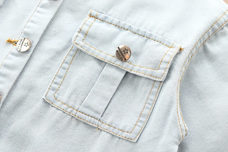 Infants and young children summer new cotton jumpsuit children's single-breasted denim shorts | Детская одежда и обувь