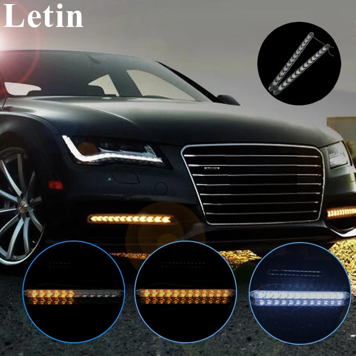 Letin Car Styling Arrow LED Daytime Running Light DRL Dynamic Flowing sequential White+ Amber Turn Signal | Автомобили и