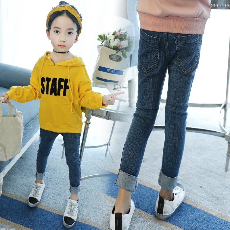 Джинсы для девочек эластичные демисезонный повседневные узкие брюки подростков