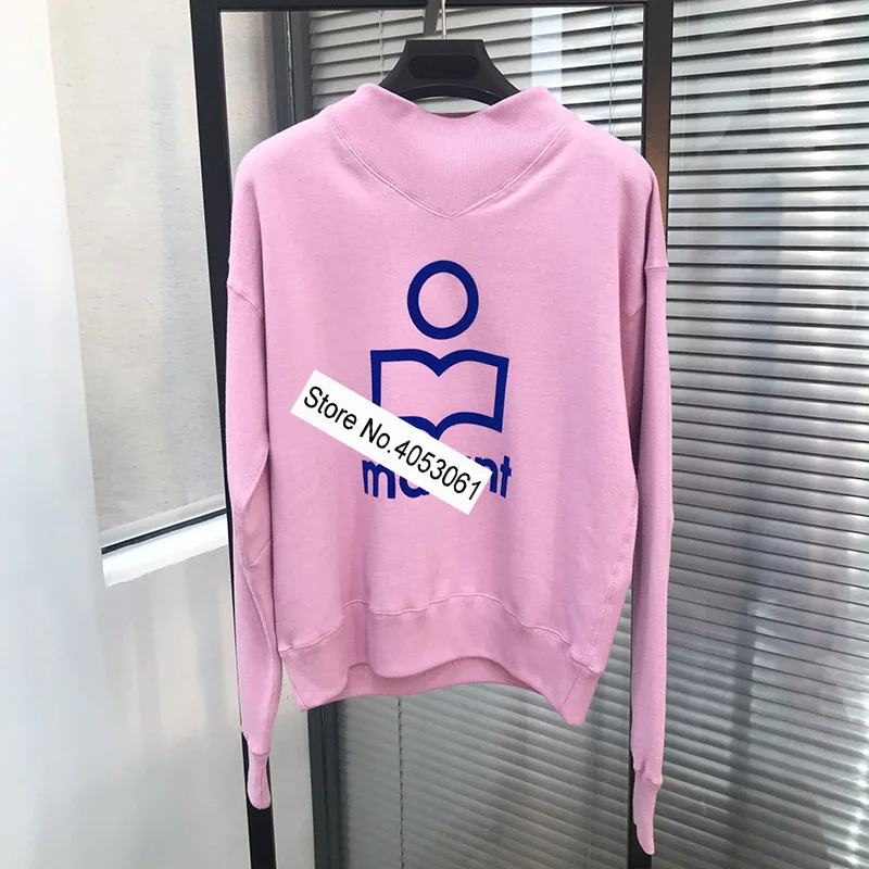 Розовый спереди контрастная письмо Сгущает пуловер-BopStyle 2019SS Для женщин с круглым вырезом свитер Топ