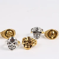 wholesale mixed lot goldsilver color 50pcspack hip hop fashion punk skull metal alloy skeleton jewelry rings