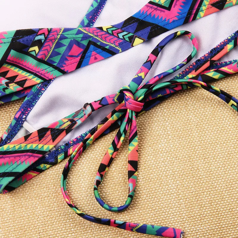 Пикантное бикини в стиле ретро женское пуш ап с геометрическим рисунком