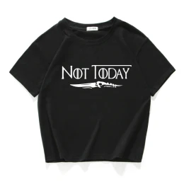 Женские футболки с надписью «NOT TODAY» и надписью «Arya Stark», повседневная короткая футболка из хлопка, летний укороченный топ - Цвет: W584SWT black