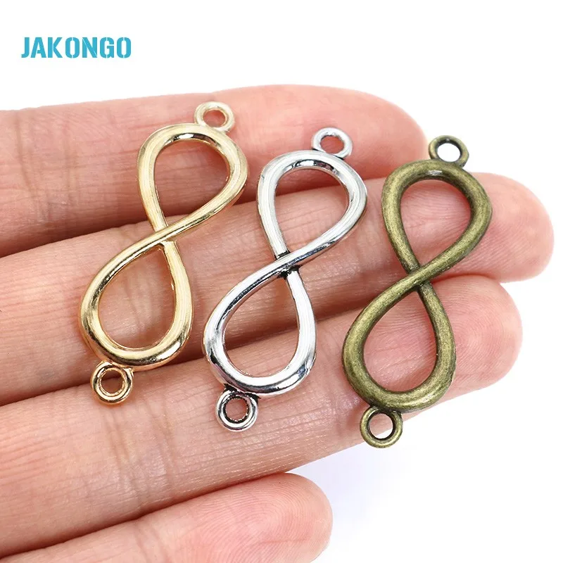 Соединители бесконечности посеребренные под старину для изготовления ювелирных