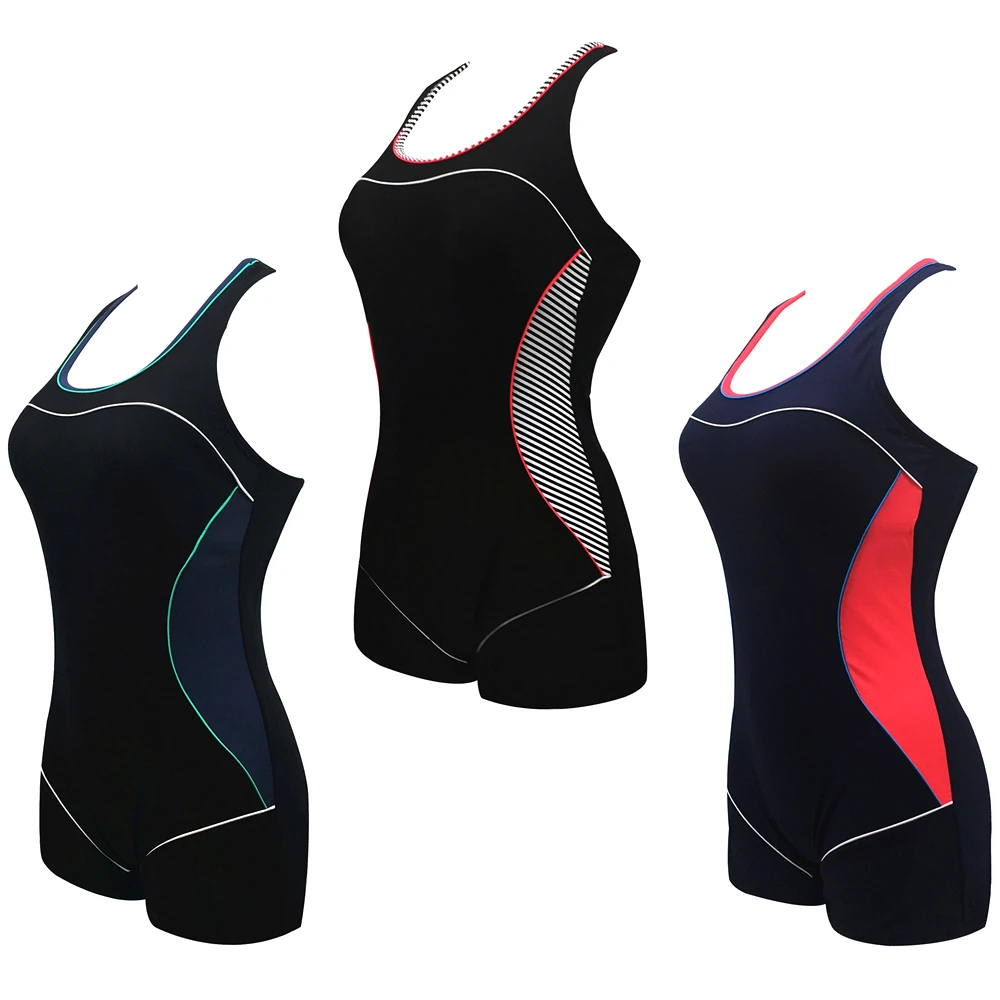 2017 Professional One Piece Swimsuit Sports Swimwear Women Backless Bodysuit Female Solid Bathing Suits Retro Shorts Plus Size | Спорт и