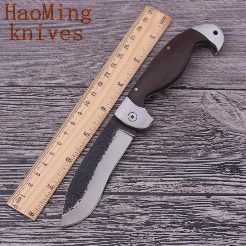 Тактический складной нож ручка из плотной древесины сталь лезвие кемпинг