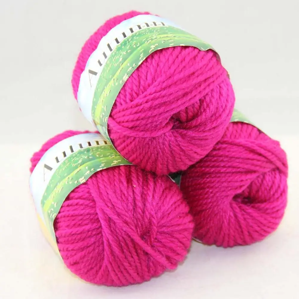 Magenta 214 Лот из 3 BallsX50g на не сужающемся книзу массивном ботинки ручной работы; Толстая шерстяная пряжа для вязания 248-C1 - Цвет: Magenta 214