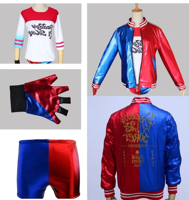 Костюм Джокера и Харли для девочек детская куртка косплея рубашка шорты отряд