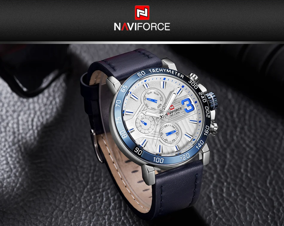 Лучший бренд класса люкс NAVIFORCE часы мужские модные кожаные кварцевые часы с 6 циферблатами повседневные спортивные мужские наручные часы Montre Homme