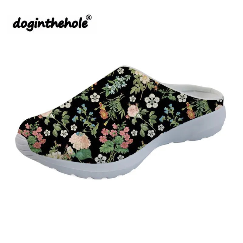 Композитный материал Doginthehole/спортивные сандалии для женщин; летняя пляжная обувь; коллекция года; шлепанцы на плоской подошве с цветочным принтом; прогулочная обувь из сетчатого материала для девочек - Цвет: Композитный материал