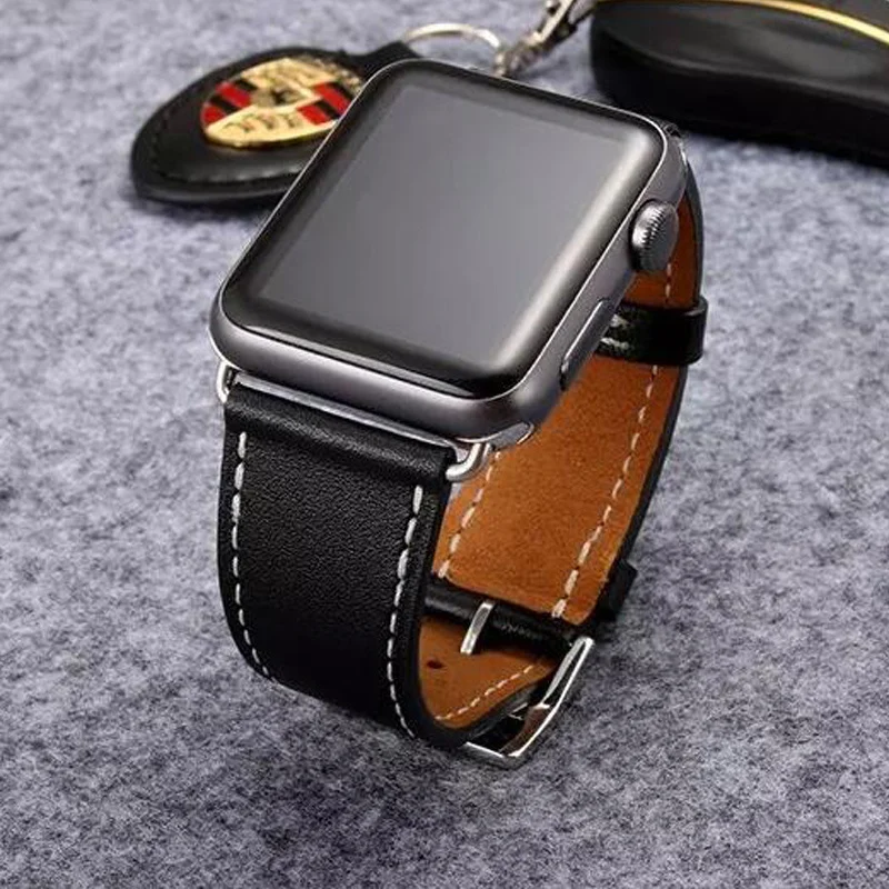 Aniyoh натуральный кожаный полосатый ремешок для Apple Watch 38 мм 40 серии 4 3 2 1