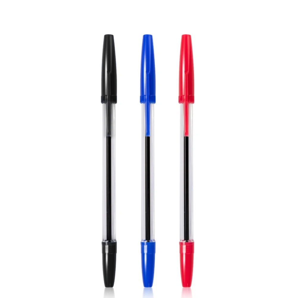 10pcs Book color black red blue three-color ball pen student 0.5MM smooth plastic | Канцтовары для офиса и дома