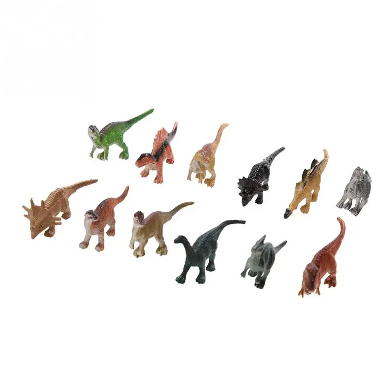 Dinosaur 12 шт./компл. Мягкая Пластиковая Фигурка динозавра Яркая игрушка в виде дикого животного для маленьких детей, детская коллекция подарков, модель ящерицы, игрушка - Цвет: Dinosaur