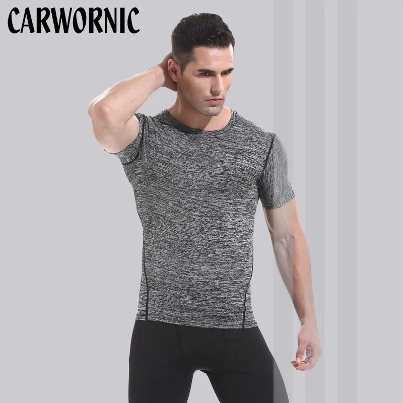 CARWORNIC новые летние фитнес-футболки с коротким рукавом и круглым вырезом