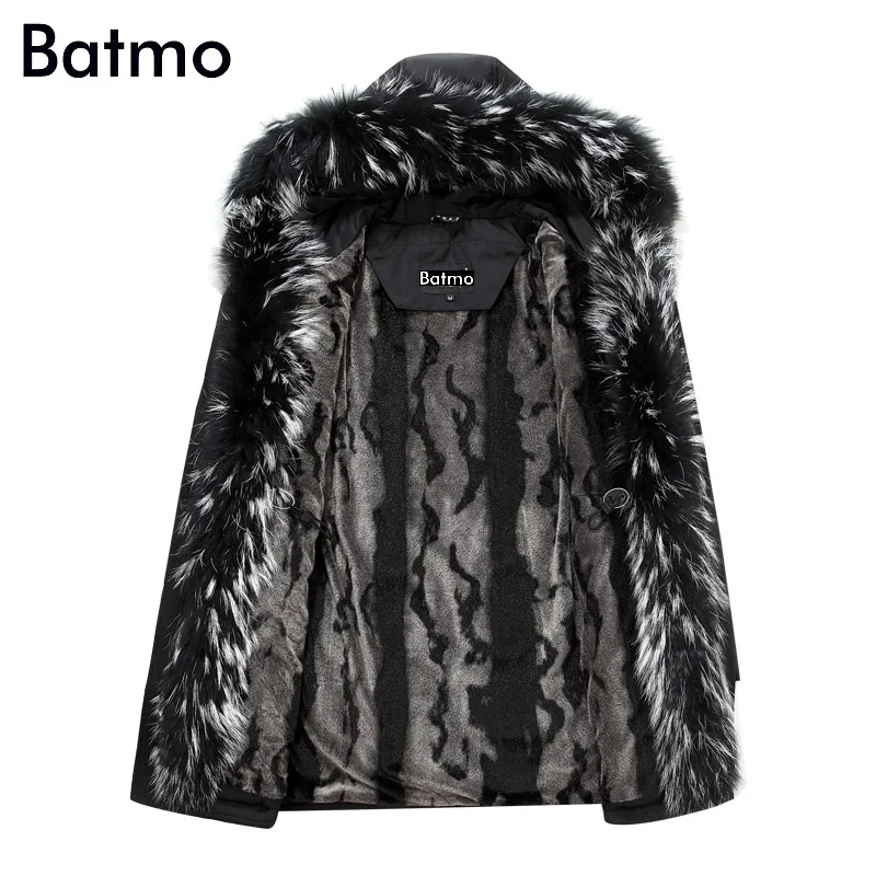 Batmo Новое поступление Зима Высокое качество 90% белый утиный пух меховой воротник шапка отстегивающаяся куртка для мужчин, зимнее Мужское пальто большие размеры
