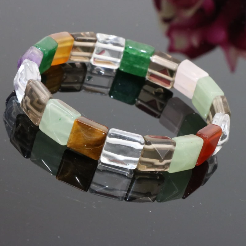 Лидер продаж! Эластичный разноцветный браслет из карнелианового турмалина с