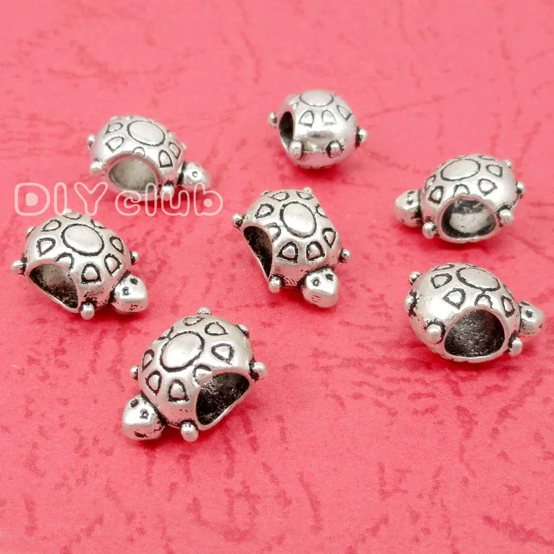 

50pcs-Antique Tibetan Silver Turtle Beads, Tortoise Beads 14x9x8mm