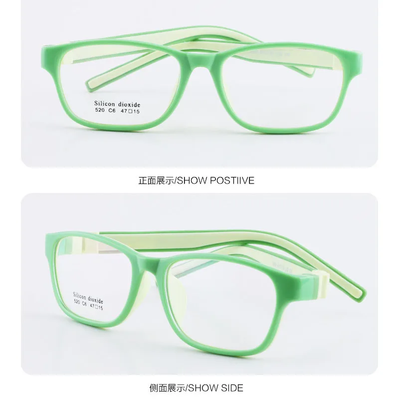 Green Yellow Классические детские безопасные силиконовые прозрачные линзы оптические оправы для очков без винта небьющиеся мальчики девочки дети размер 47-15-130 мм Y520 - Цвет оправы: Green Yellow