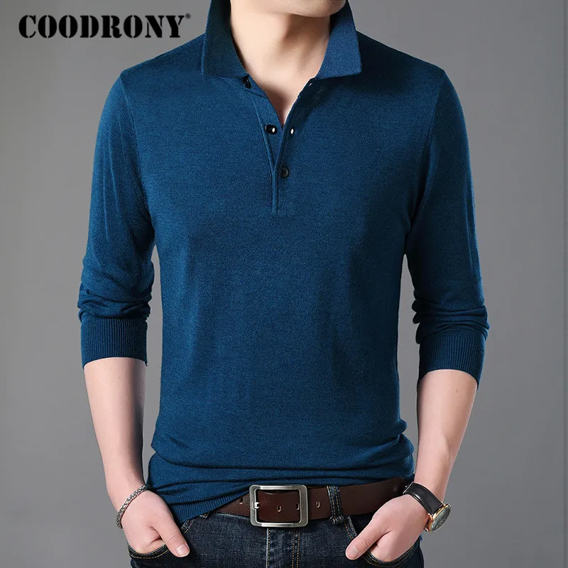 Blue Green COODRONY кашемировый свитер Мужская одежда осень зима толстый теплый шерстяной пуловер для мужчин деловые Повседневные свитера 8144 - Цвет: Blue Green