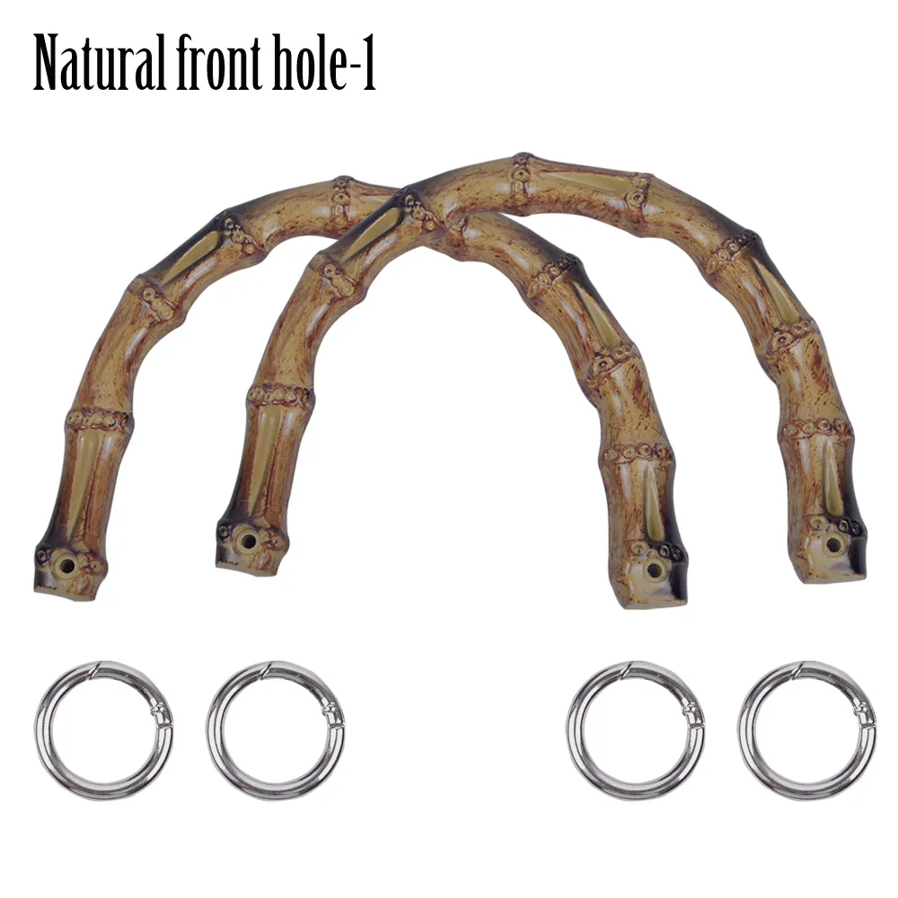 Natural front hole-1 Tanqu Новая 1 пара бамбуковых пластиковых ручек для классической Мини O сумки женские сумки для Obag корзины O moon - Цвет: Natural front hole-1