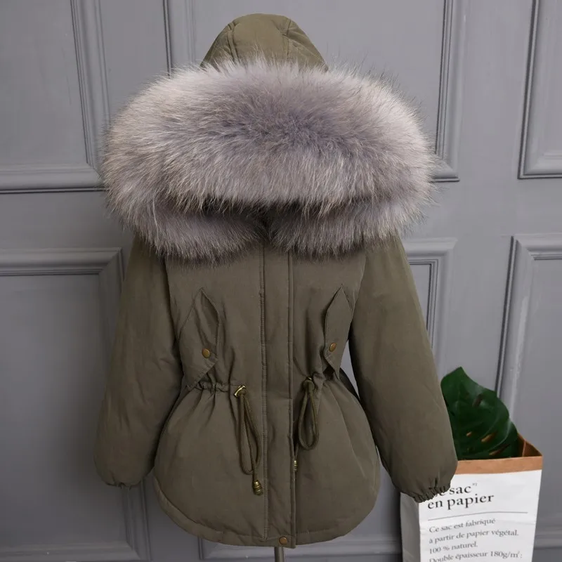 Plus size Natural Fur White Duck Down Winter Coat women's jacket with hood Thicken Warm women's down Parka chaqueta mujer YRE05