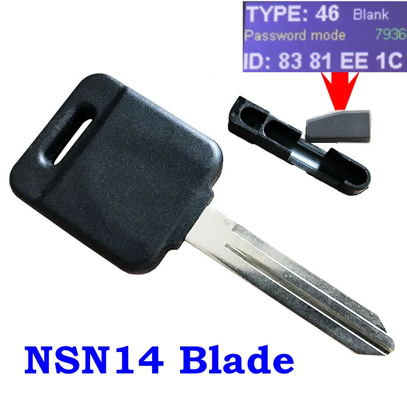Пустой ключ для замены транспондера Nissan Teana Versa Livina Sylphy Tiida Sunny March X-trail ID46 Chip NSN14 Blade |