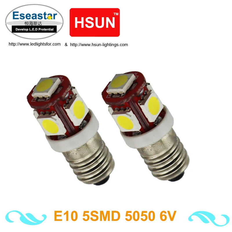 

Eseastar2pcs Высокое качество 6v E10 светодиодная приборная подсветка, 6,3 V 1w белый красный высокая мощность E10 светодиодные фонари, 1w led 6v E10 лампы