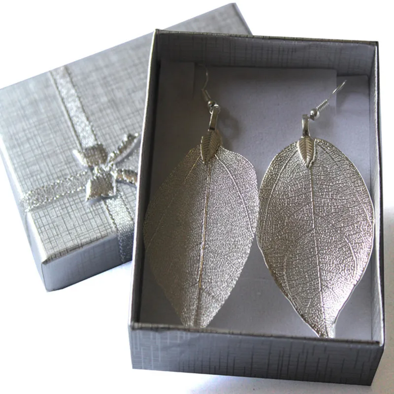 Кольца с подвесками в виде листьев покрытые серьги растение ручной работы
