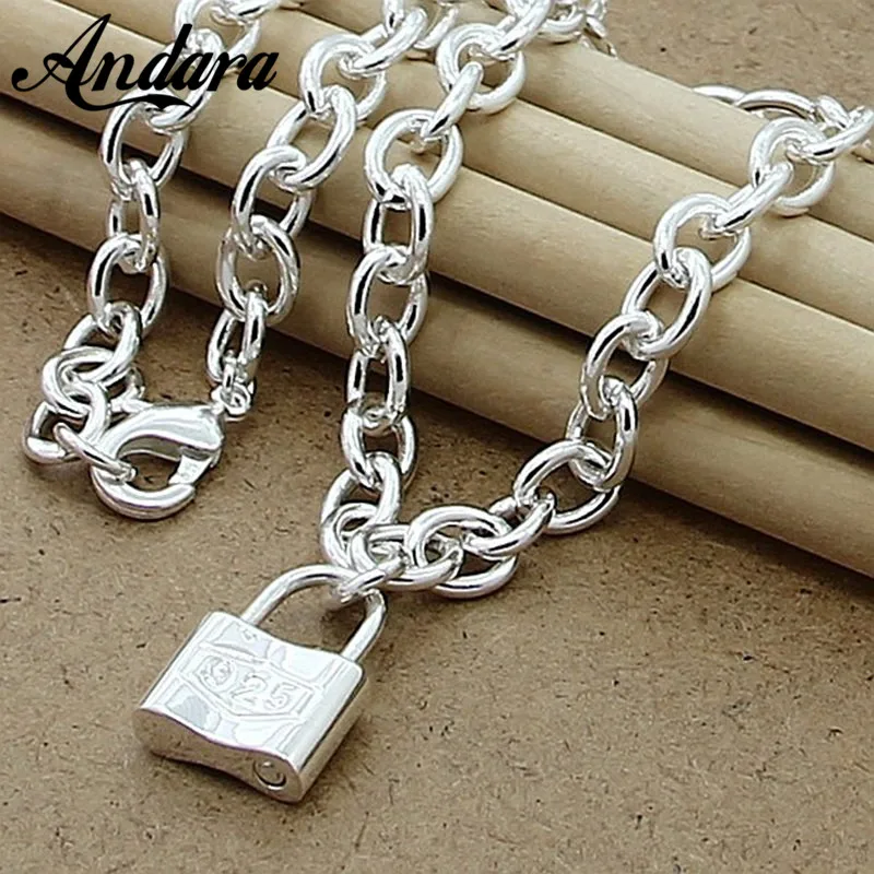 Горячая Мода 925 серебро Квадратный замок открытый кулон ожерелья для женщин и