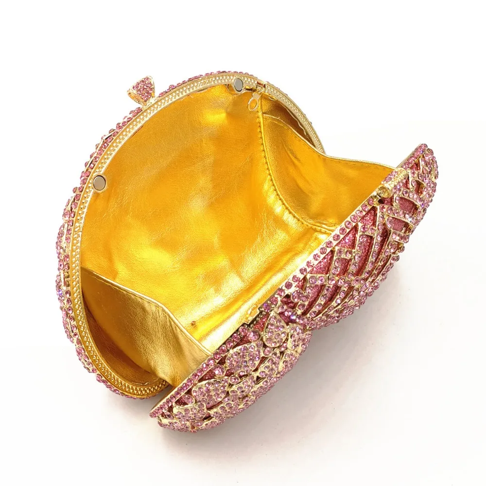 

Luxury Gold Metal Clutch Bag Crystals Women Evening Clutch Bags Pink Clutches Fashion Ladies Party Purse Black Banquet Handbags
