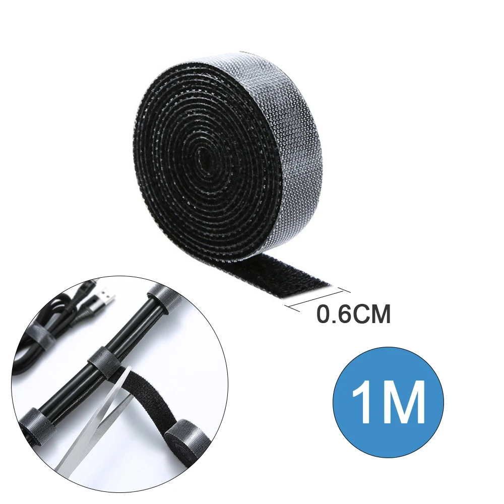 0.6CMx1M 5 м* 2 крюк и петля крепежная лента, самоклеющаяся Липкая лента, сверхпрочная липучка многоразовая двусторонняя клейкая лента - Цвет: 0.6CMx1M