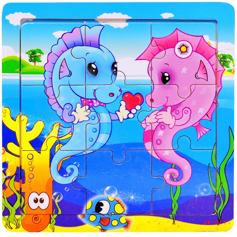Education And Learning Puzzles two seahorses Wooden Jigsaw Toys Classic puzzle for children kids Enhancing children's creativity | Игрушки