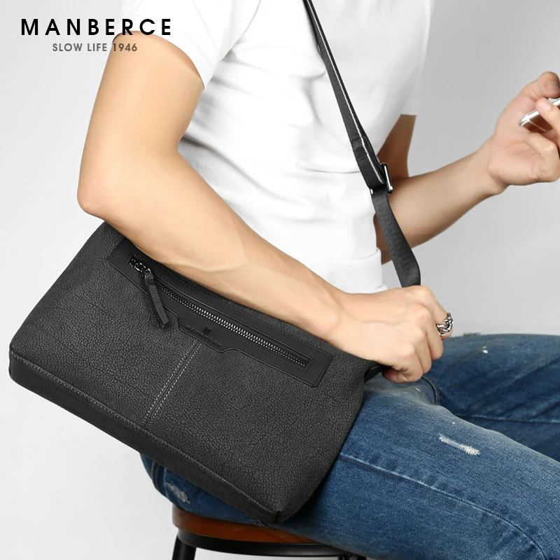 Manberce Мода коровьей Пояса из натуральной кожи Crossbody сумка для Для мужчин Сумки на