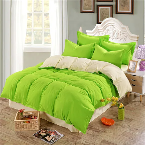 beige green Домашний текстиль, кофейный Комплект постельного белья, микрофибра, пододеяльник, 4 шт., набор постельного белья, Одноцветный, Твин, полный, queen king size, постельное белье, лист для взрослых - Цвет: beige green
