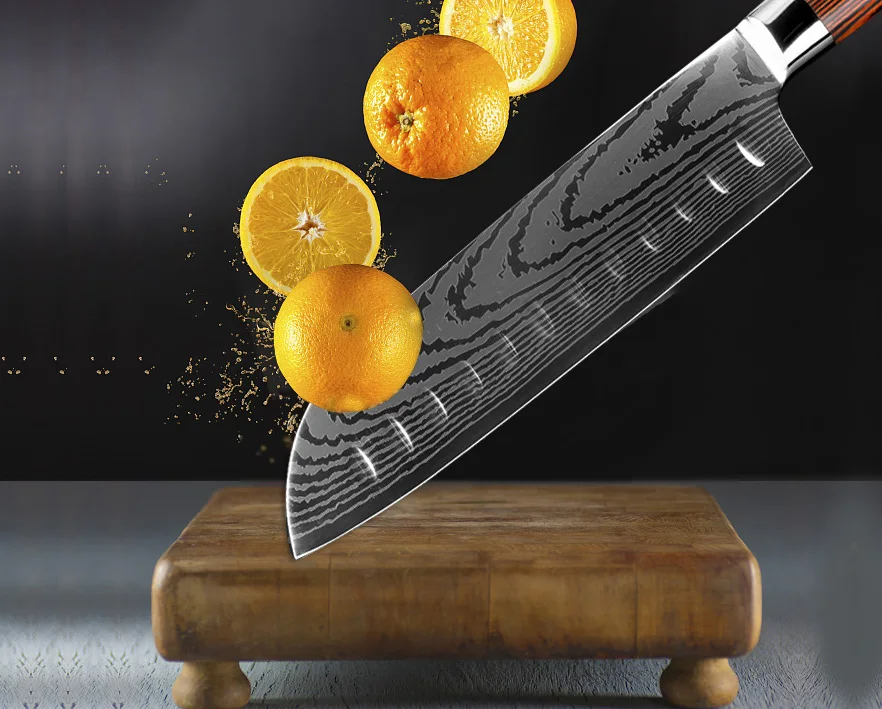 XITUO профессиональный нож шеф-повара 4 шт. Gyuto Nakiri Кливер нож японский Santoku замороженный нож зубчатый резак нарезки филе стейк