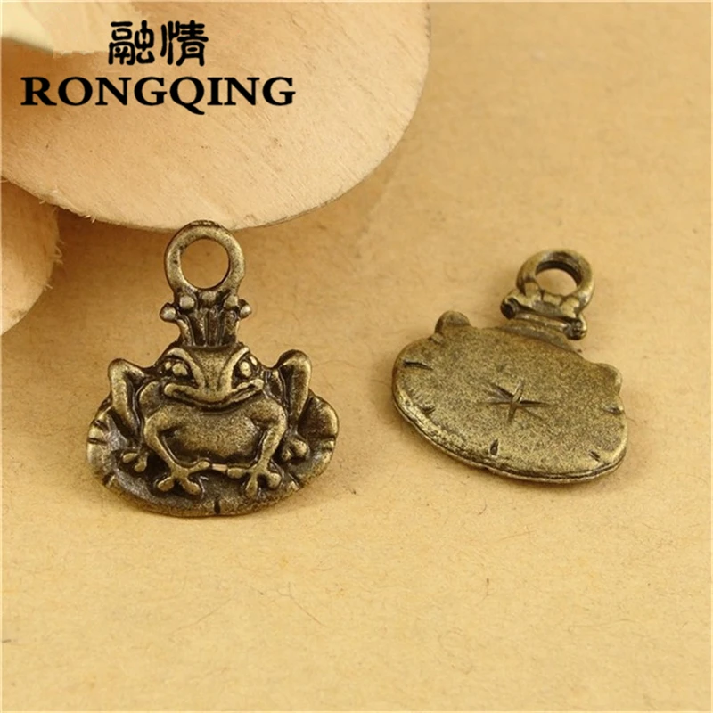 

RONGQING 60 шт./лот 15*16 мм лягушка античный сплав Шарм Подвески подходят браслеты и ожерелья DIY ювелирные изделия