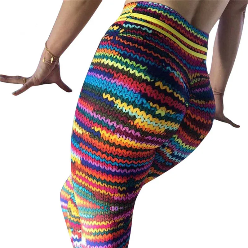Women Yoga Pants Push Up Hip Print Fitness Sporting Workout Athletic Leggins Elastic High Waist Slim Jogging Female | Спорт и