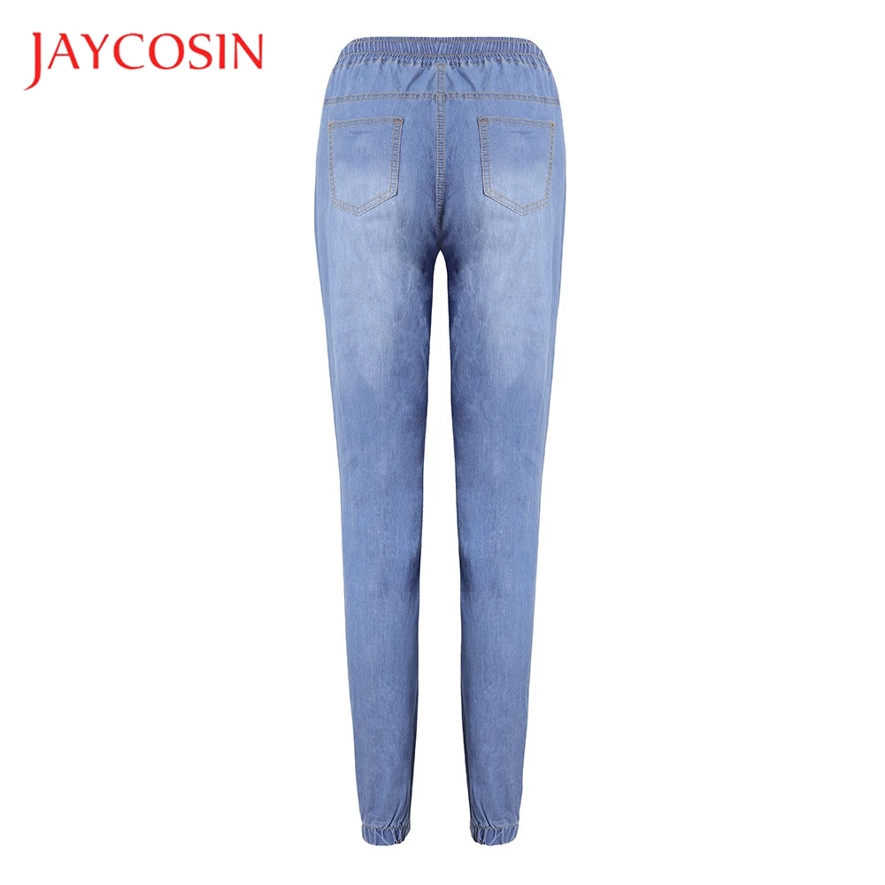 Женские эластичные джинсы JAYCOSIN Свободные повседневные укороченные со шнурком