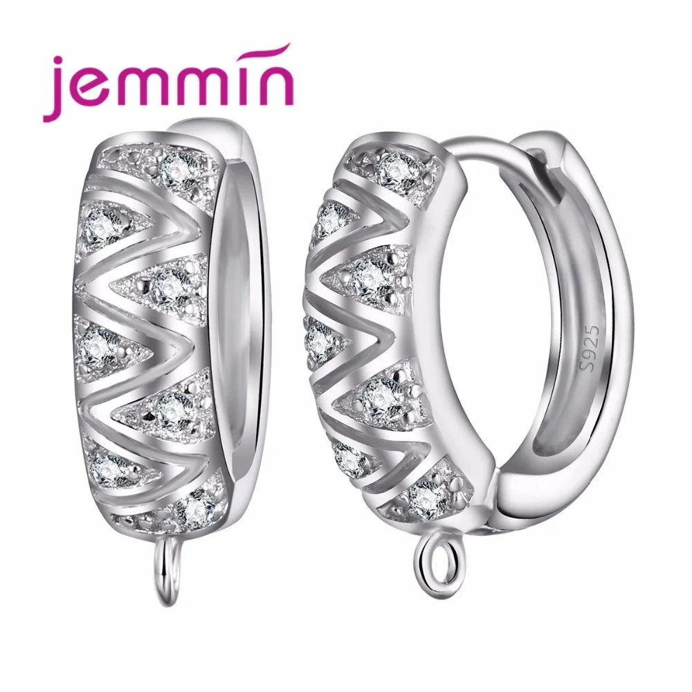 

Wholesale 5 Pairs/Lot Wave Shaped Ear Hoops For Women DIY Earrings Jewelry Findings 925 Sterling Silver CZ Earrings