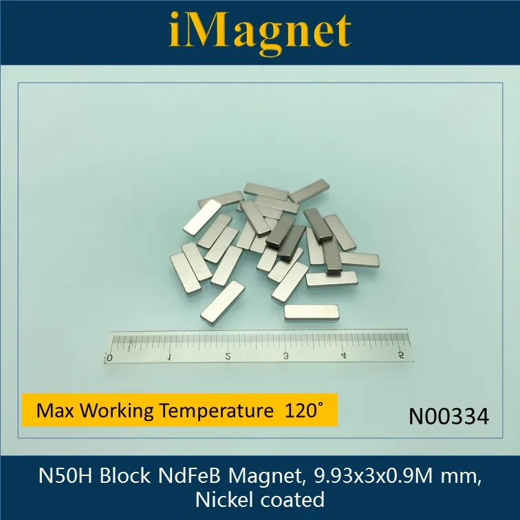 N00334 20 штук N50H блок; из редкоземельных металлов неодимовый магнит, 9,93x3x0,9 мм, кубоид магниты Ndfeb(неодим-железо-бор, магнит на холодильник, магнит на холодильник, производство Китай