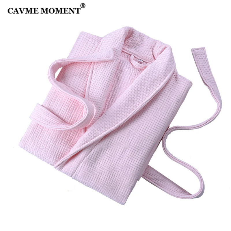 CAVME Winter Terry Waffle Kimono Towel Bathrobe Bride PLUS SIZE Long Robe Unisex Thicken Sleepwear Nightgown