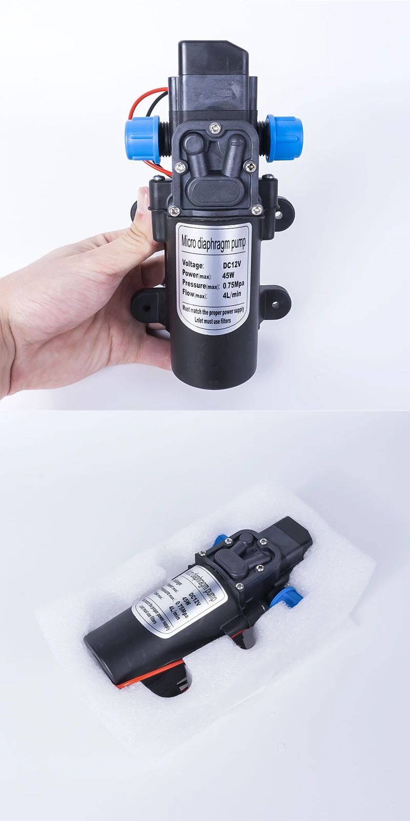 Прочный DC 12 В 45 Вт 130PSI 4L/мин сельскохозяйственный Электрический водяной насос черный миниатюрный мембранный Водяной распылитель высокого давления автомобиля