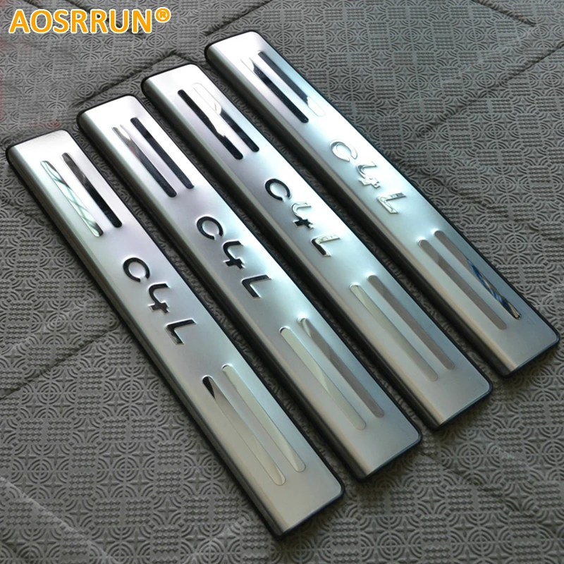 

AOSRRUN, бесплатная доставка, Накладка на порог из нержавеющей стали 4 шт. для Citroen C4 C4L 2012 2013 2014 2015 2016